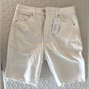 White cutoff Denim Shorts